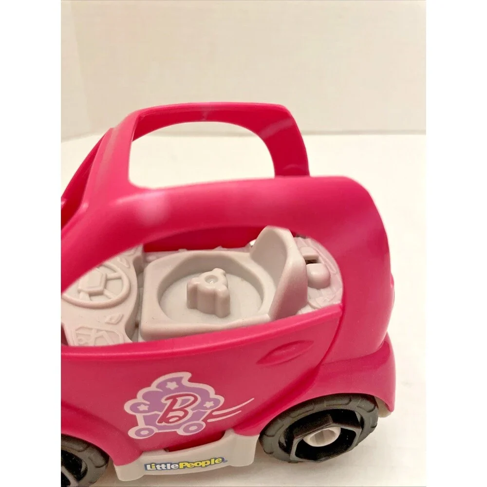 Fisher-Price Little People Barbie Lot of 4 Figures + Pink Convertible Car Dog